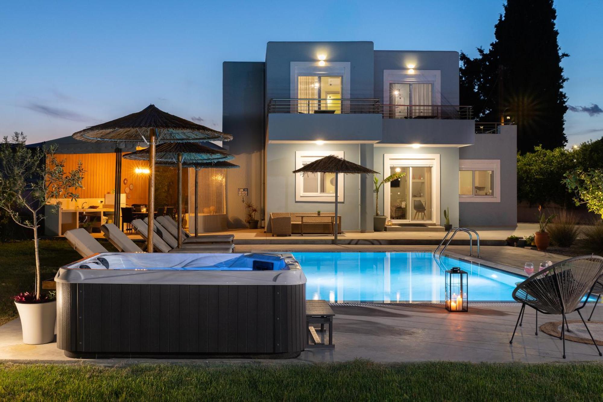 Ethria Pool Villa With Heated Jacuzzi Afantou Buitenkant foto