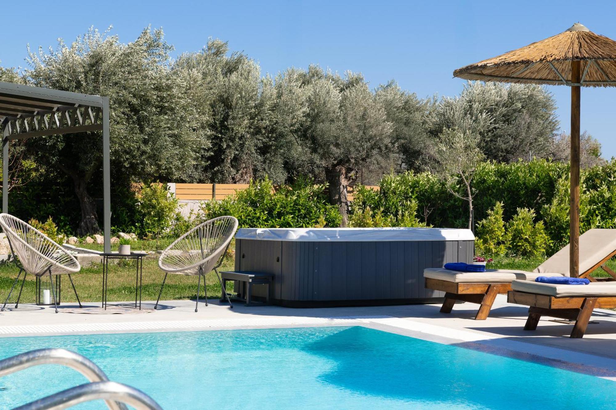 Ethria Pool Villa With Heated Jacuzzi Afantou Buitenkant foto