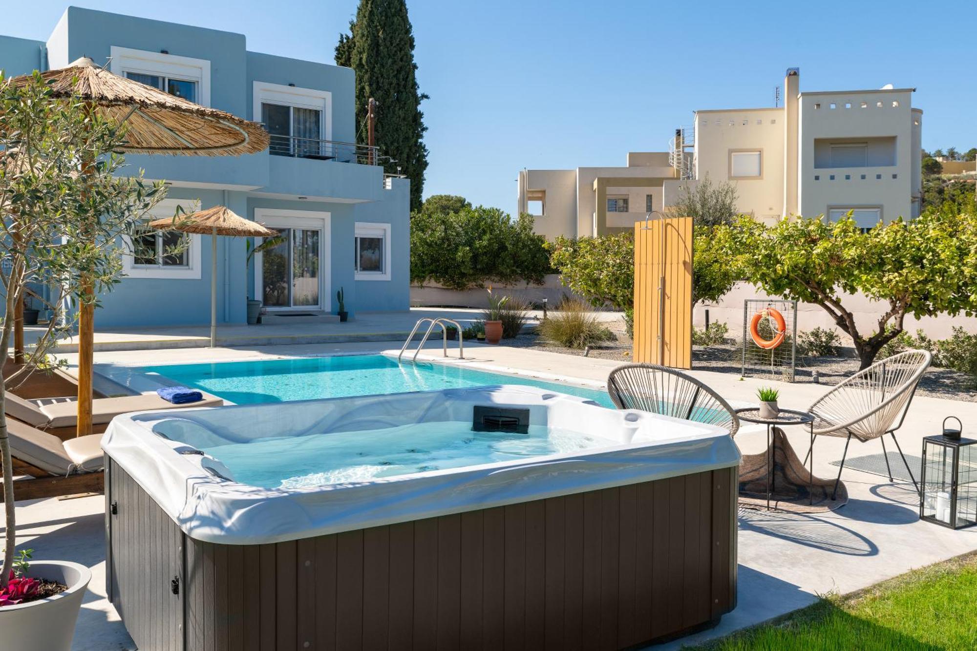 Ethria Pool Villa With Heated Jacuzzi Afantou Buitenkant foto